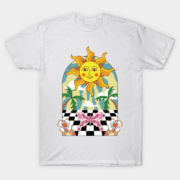spirit sunshine enjoy butterfly palm flower T-Shirt by Menzo